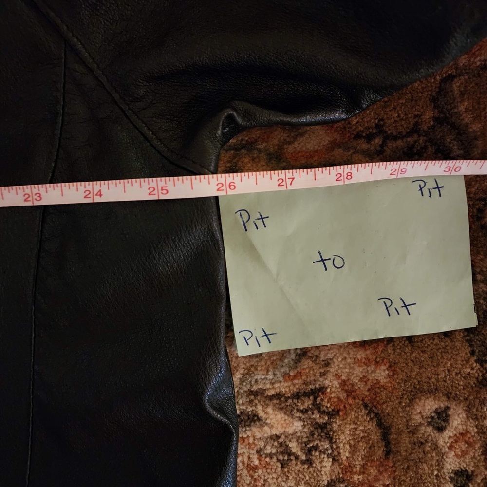 Vintage Accent Black Leather Cocoon Sleeve Maxi Single Breasted Coat Size XL - Picture 12 of 14